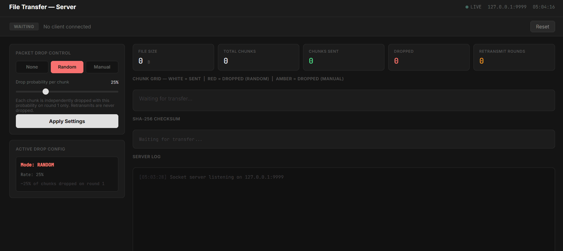 File Transfer over Raw TCP screenshot
